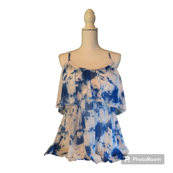 TIE DYE TWO-PIECE TANKINI SWIM DRESS 4XL 4th Of July Ready! - Picture 4 of 16